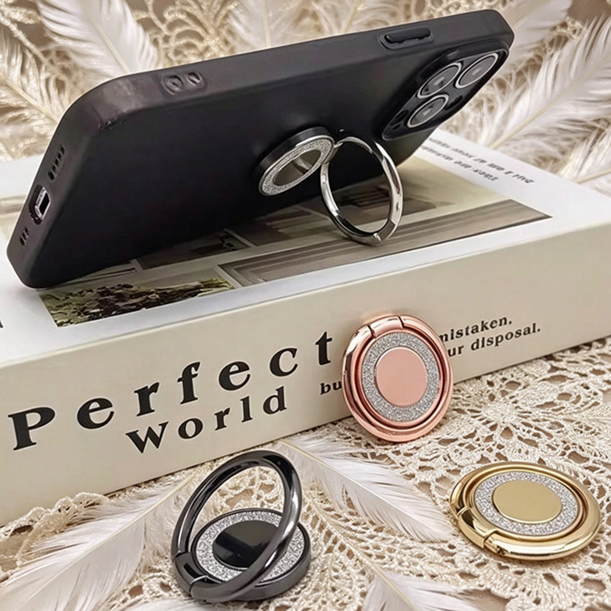 Essential Tablet Accessories - Universal Glitter Phone Ring Holder 360
