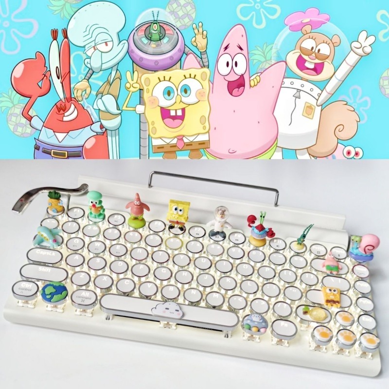 Tablet Accessories Gifts - Retro SpongeBo Mechanical Keyboard Blue Switch